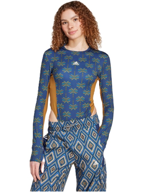Adidas X Farm Rio Body Long Sleeve W Bronze Strata/Dark Marine/Night Indigo
