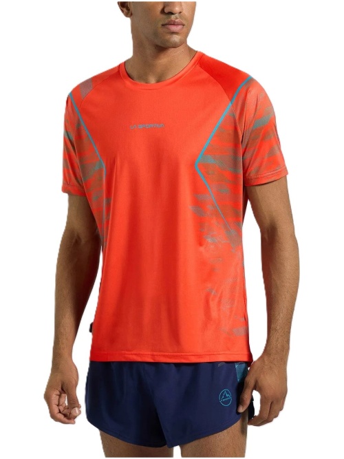 La Sportiva Pacer T-Shirt Cherry Tomato/Tropic Blue