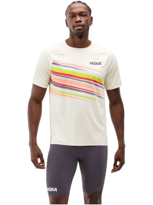 Hoka One One Race Day Short Sleeve Alabaster Flare