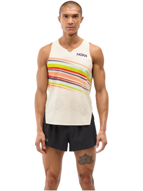 Hoka One One Race Day Singlet Alabaster Flare