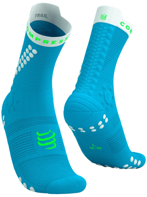 Compressport Pro Racing Socks V4.0 Trail Run High Blue/Neon Green