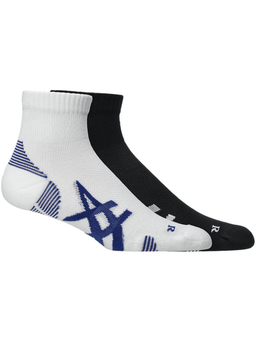 Asics Cushioned Run Quarter Socks 2 Pack Performance Black/Brilliant White
