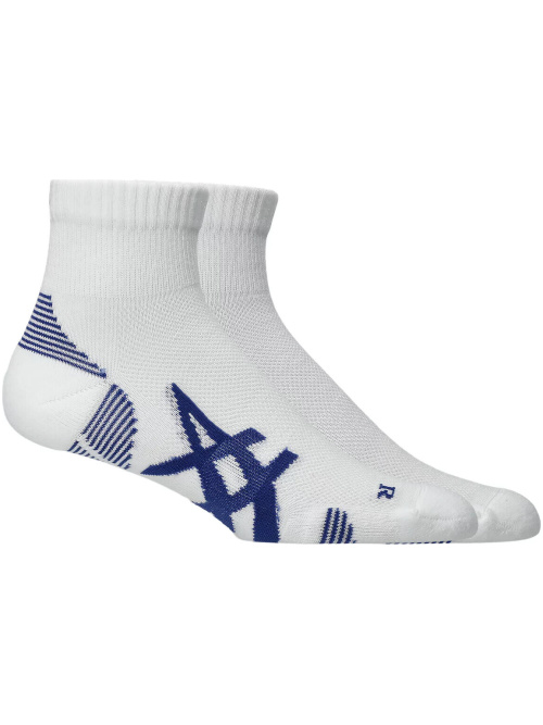 Asics Cushioned Run Quarter Socks 2 Pack Brilliant White/Asics Blue