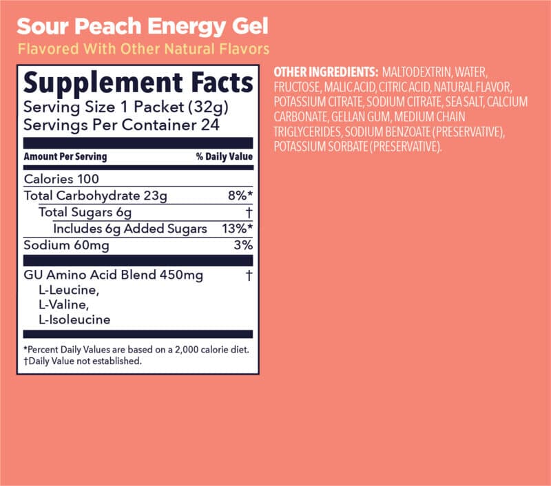 GU Energy Gel No Caffeine Sour Peach - Image 2
