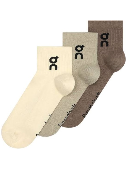 On Logo Mid Socks 3 Pairs Hare/Brume