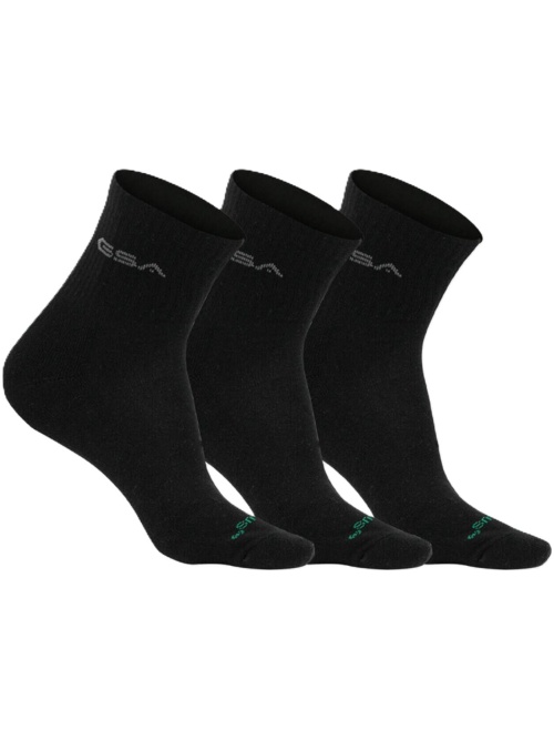 GSA Organic Plus 360 Extra Cushioned Quarter Socks 3 Pack Black