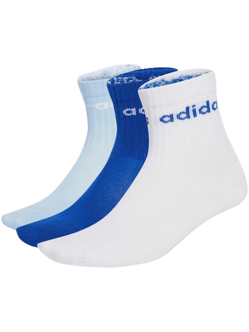 Adidas Linear Crew Socks Kids 3 Pairs White/Royal Blue/Glow Blue