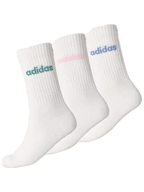 Adidas Linear Crew Socks Kids 3 Pairs White/Green/Pink/Blue