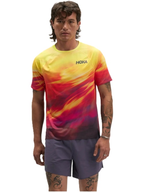 Hoka One One Race Day Short Sleeve Hoka Citrus Prt
