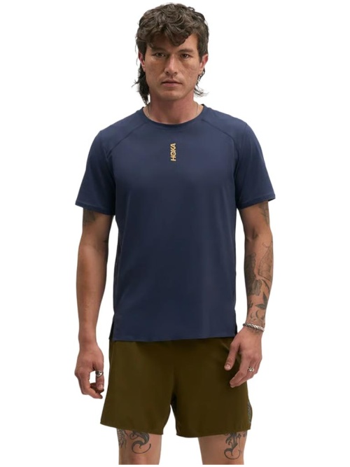 Hoka One One EveryRun Short Sleeve Tee Varsity Navy/Gold